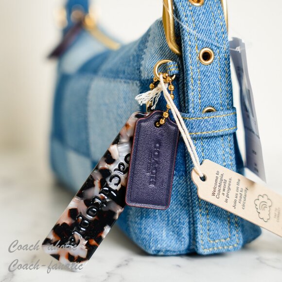 Coach Coachtopia Alter/Ego Small Slouchy Shoulder Bag In Upcrafted Cotton CDT10 - Picture 9 of 16